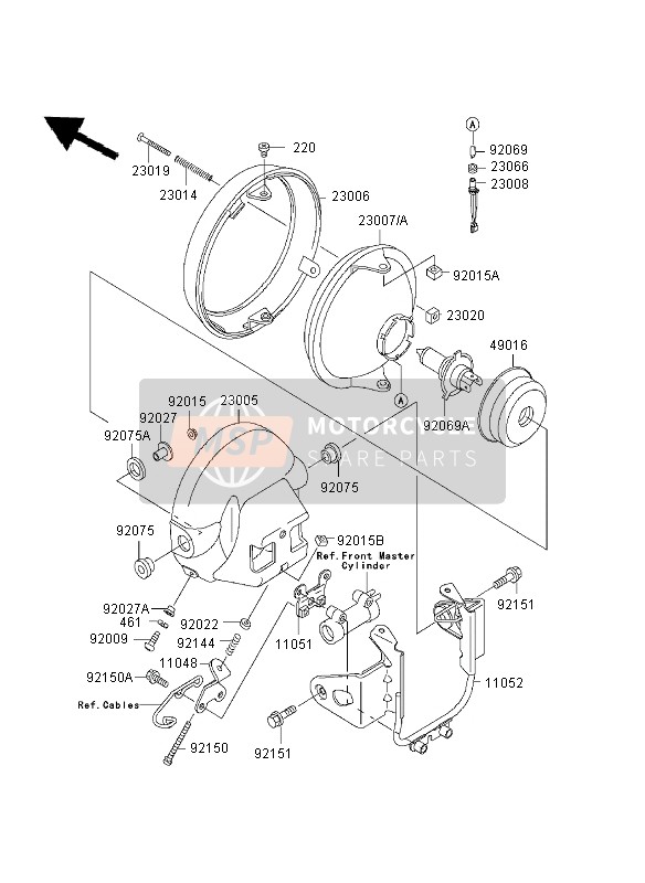 Kawasaki ZR-7 2003 Headlight for a 2003 Kawasaki ZR-7