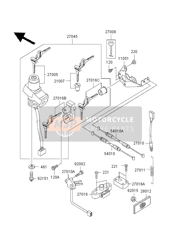 Kawasaki ZR-7 2003 Ignition Switch for a 2003 Kawasaki ZR-7