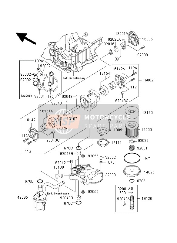 Kawasaki ZRX1200 2003 Oil Pump for a 2003 Kawasaki ZRX1200