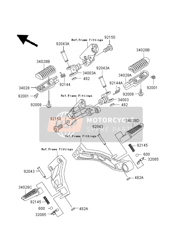 Kawasaki ZRX1200 2003 Footrests for a 2003 Kawasaki ZRX1200