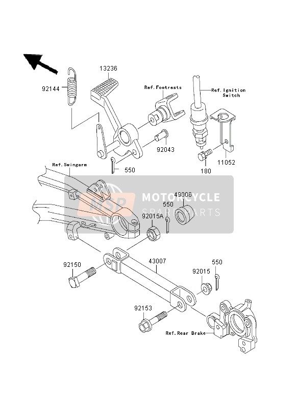 Kawasaki ZRX1200 2003 Brake Pedal for a 2003 Kawasaki ZRX1200