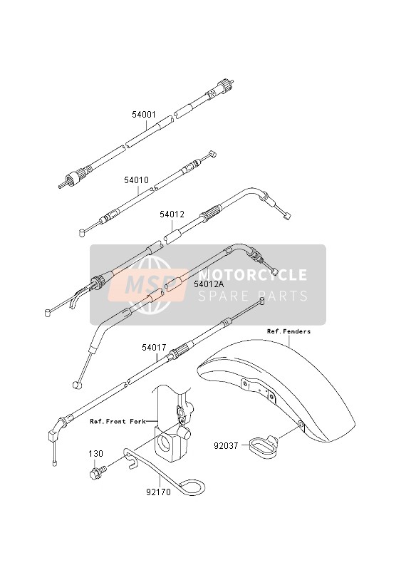 Kawasaki ZRX1200 2003 Cables for a 2003 Kawasaki ZRX1200