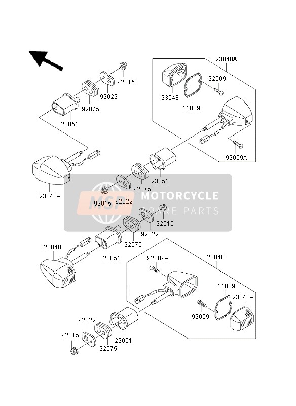 Kawasaki ZRX1200 2003 Clignotants pour un 2003 Kawasaki ZRX1200