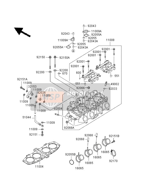 Kawasaki ZZR600 2003 Cylinder Head for a 2003 Kawasaki ZZR600