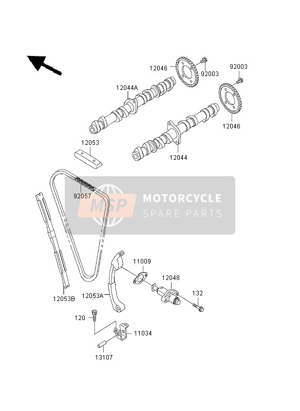 Kawasaki ZZR600 2003 Nokkenas & Spanner voor een 2003 Kawasaki ZZR600