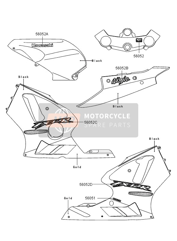 Kawasaki NINJA ZX-12R 2003 Decals (Black) for a 2003 Kawasaki NINJA ZX-12R