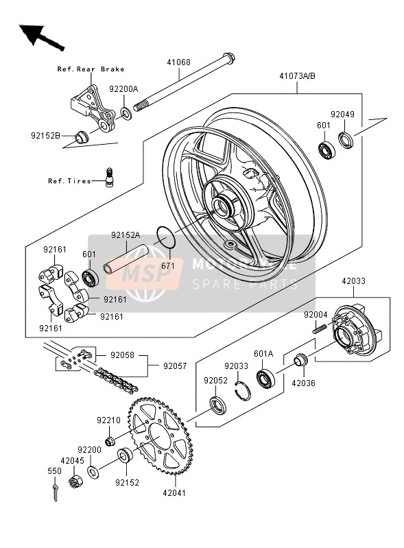 Kawasaki ER-6F ABS 2007 Rear Hub for a 2007 Kawasaki ER-6F ABS