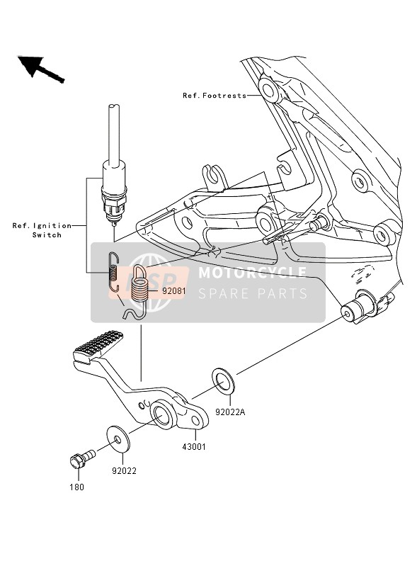 Kawasaki ER-6F ABS 2007 Brake Pedal for a 2007 Kawasaki ER-6F ABS