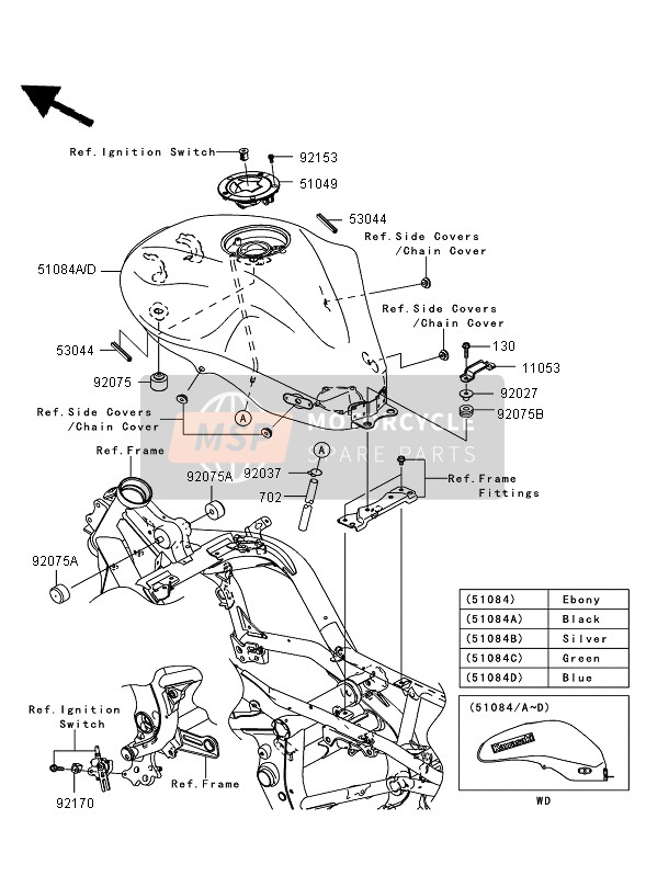 Kawasaki ER-6F ABS 2007 Réservoir d'essence pour un 2007 Kawasaki ER-6F ABS