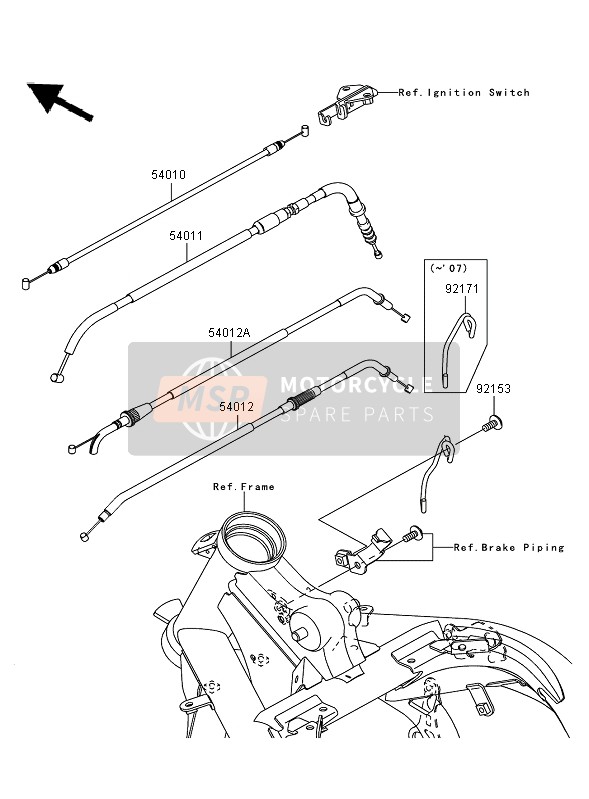 Kawasaki ER-6F ABS 2007 KABEL für ein 2007 Kawasaki ER-6F ABS