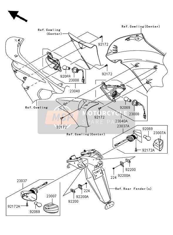 Kawasaki ER-6F ABS 2007 Clignotants pour un 2007 Kawasaki ER-6F ABS