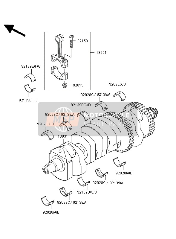 Kawasaki NINJA ZX-12R 2003 Crankshaft for a 2003 Kawasaki NINJA ZX-12R