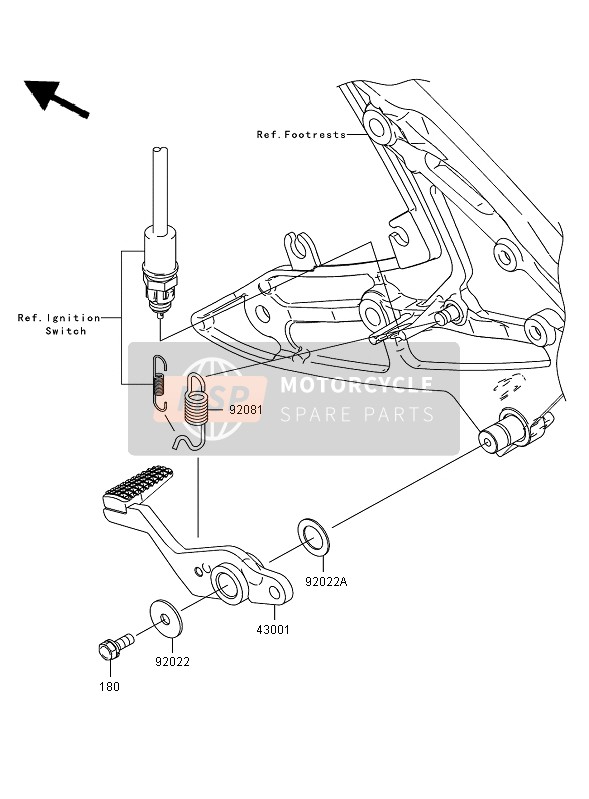 Kawasaki ER-6N 2007 BREMSPEDAL für ein 2007 Kawasaki ER-6N