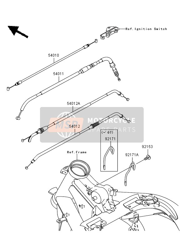 Kawasaki ER-6N 2007 Cables para un 2007 Kawasaki ER-6N