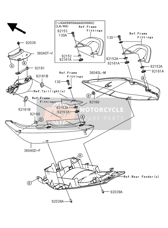 360400038474, COVER-TAIL, Rh, G.Silver, Kawasaki, 4