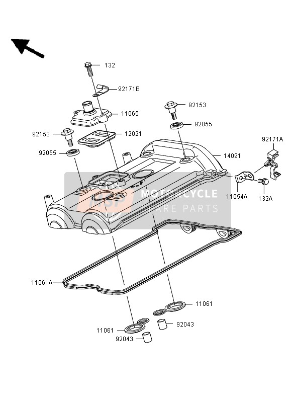 Kawasaki ER-6N ABS 2007 Le couvre-culasse pour un 2007 Kawasaki ER-6N ABS