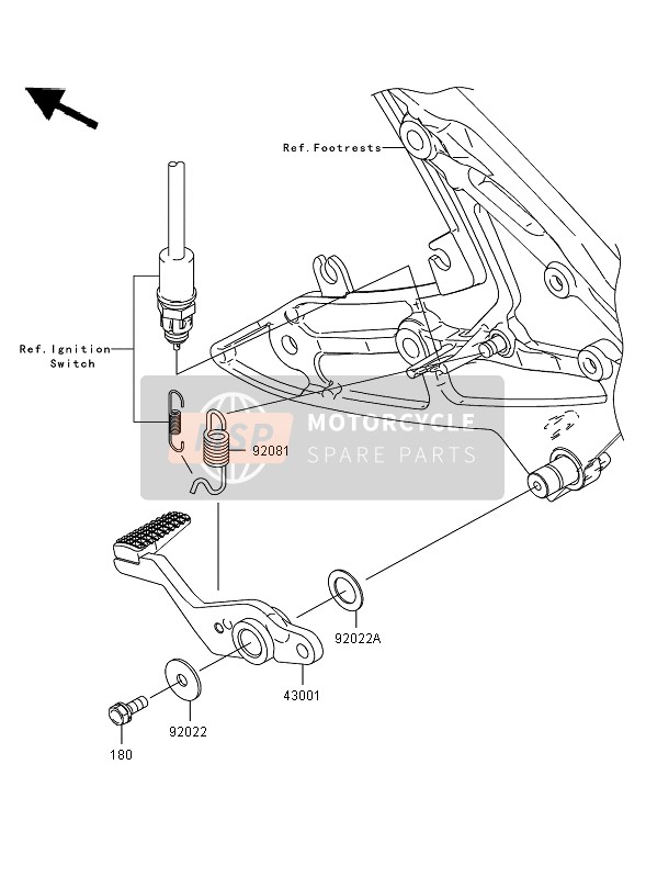 Kawasaki ER-6N ABS 2007 Brake Pedal for a 2007 Kawasaki ER-6N ABS