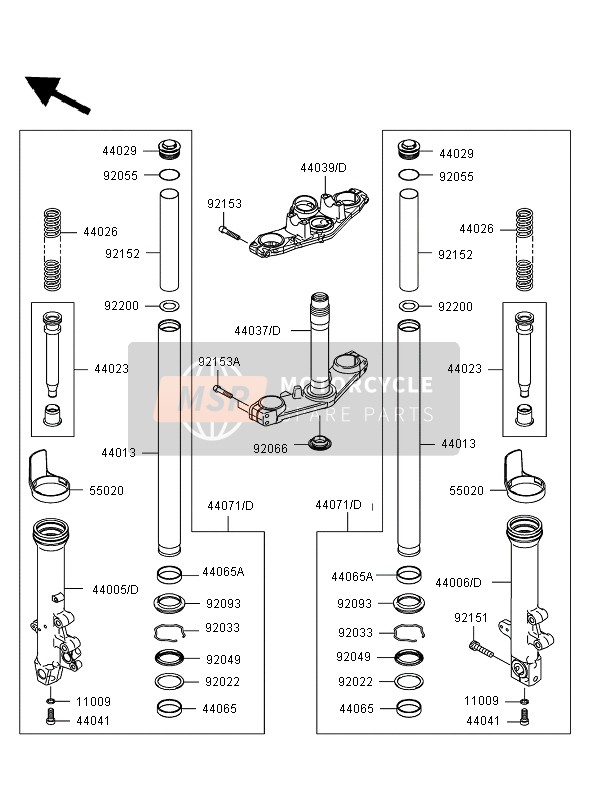 44006004711E, PIPE-RIGHT Fork Outer,Black, Kawasaki, 1