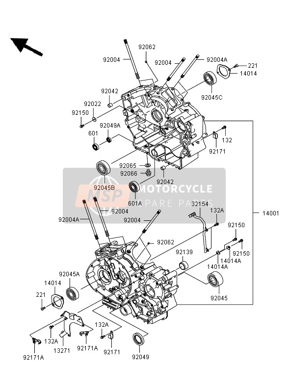 Kawasaki VN900 CLASSIC 2010 Crankcase for a 2010 Kawasaki VN900 CLASSIC