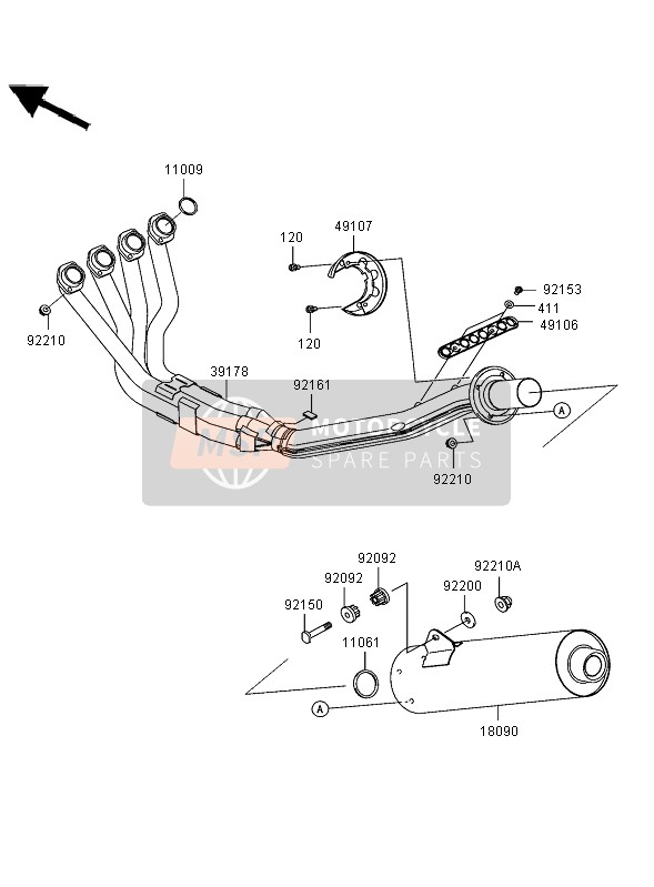 491060009, COVER-MUFFLER, Kawasaki, 0