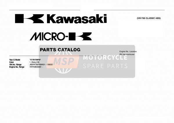 Kawasaki VN1700 CLASSIC ABS 2010 Modelidentificatie voor een 2010 Kawasaki VN1700 CLASSIC ABS