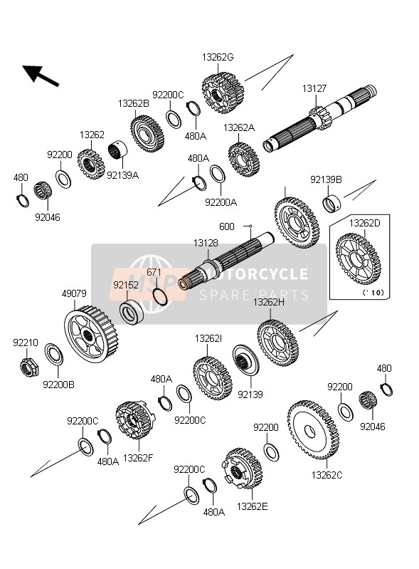 132620607, Gear,Output Low,40T, Kawasaki, 0