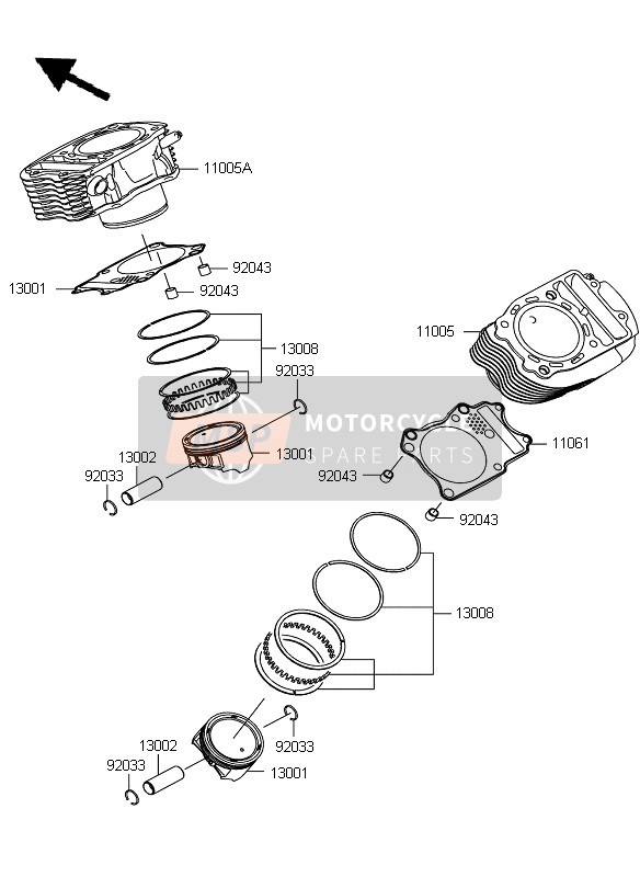 Kawasaki VN900 CUSTOM 2007 Cylinder & Pistons for a 2007 Kawasaki VN900 CUSTOM