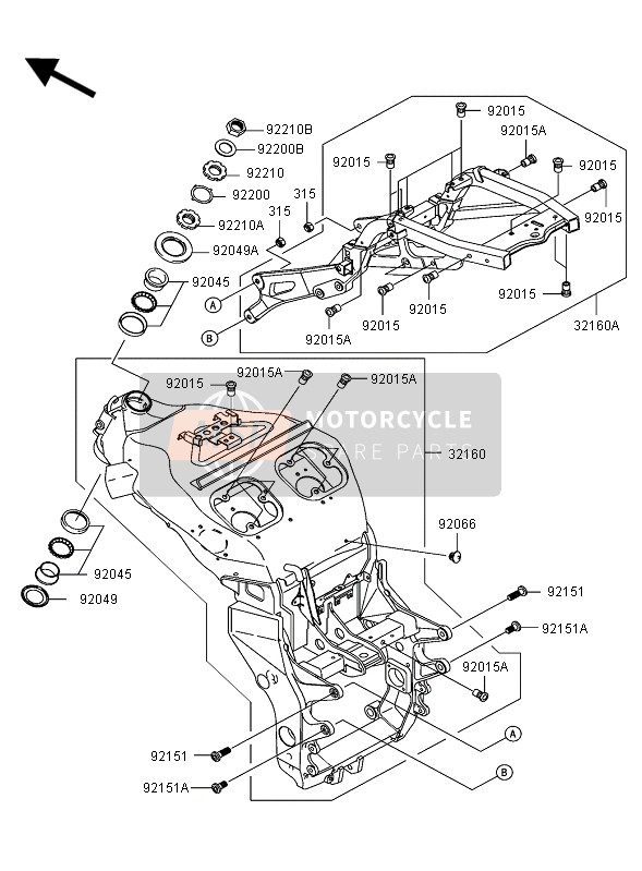 Kawasaki NINJA ZX-12R 2004 Frame for a 2004 Kawasaki NINJA ZX-12R