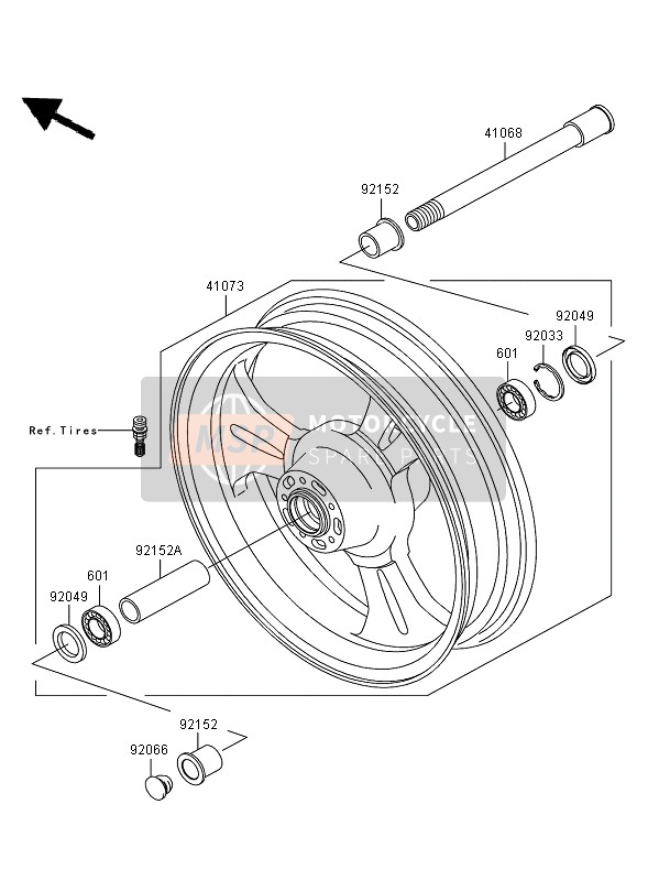 Kawasaki VN1600 MEAN STREAK 2007 Front Hub for a 2007 Kawasaki VN1600 MEAN STREAK