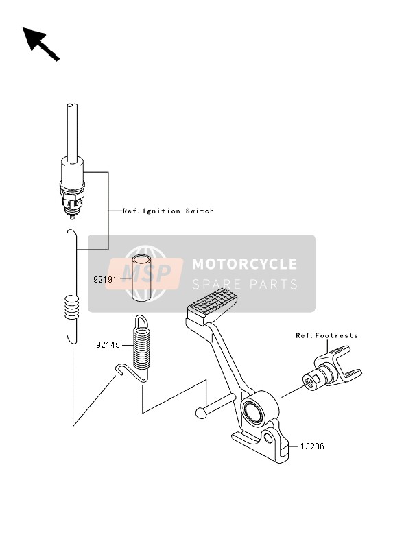 Kawasaki Z1000 2003 Pedal de freno para un 2003 Kawasaki Z1000