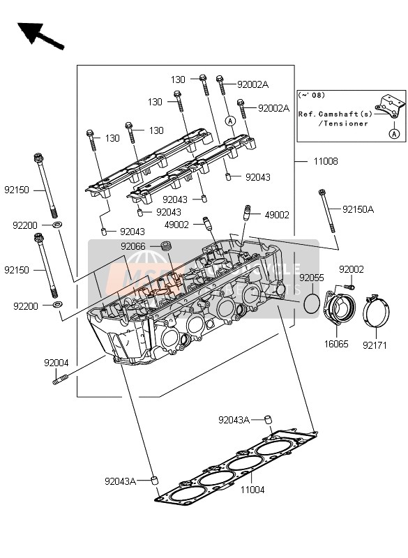 Kawasaki Z750 2007 Cylinder Head for a 2007 Kawasaki Z750