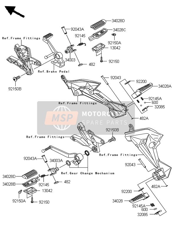 Kawasaki Z750 2007 Footrests for a 2007 Kawasaki Z750