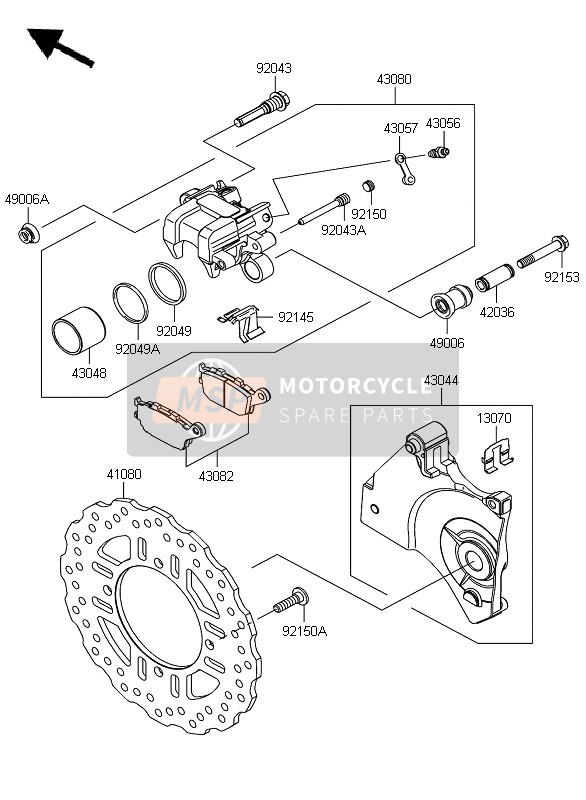 Kawasaki Z750 2007 Freno trasero para un 2007 Kawasaki Z750