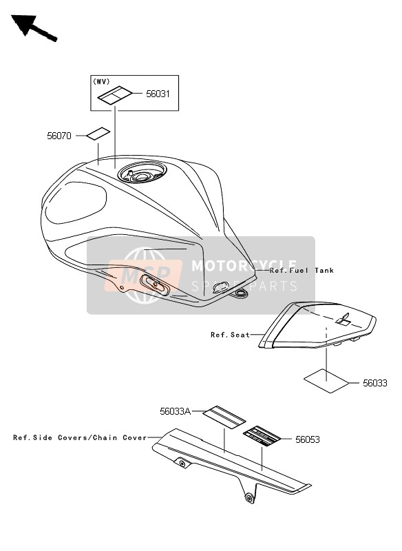 Kawasaki Z750 2007 Labels for a 2007 Kawasaki Z750