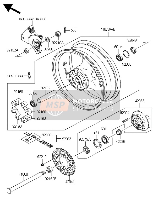 Kawasaki Z1000 2007 HINTERRADNABE für ein 2007 Kawasaki Z1000