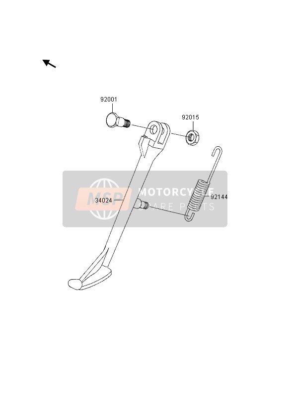 920011543, Bolt,Side Stand,Black, Kawasaki, 0