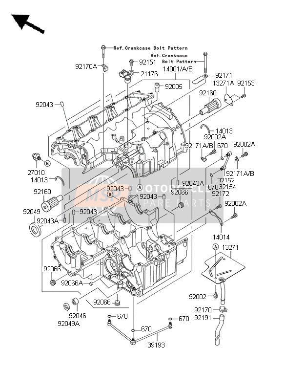 Kawasaki Z1000 ABS 2007 Crankcase for a 2007 Kawasaki Z1000 ABS