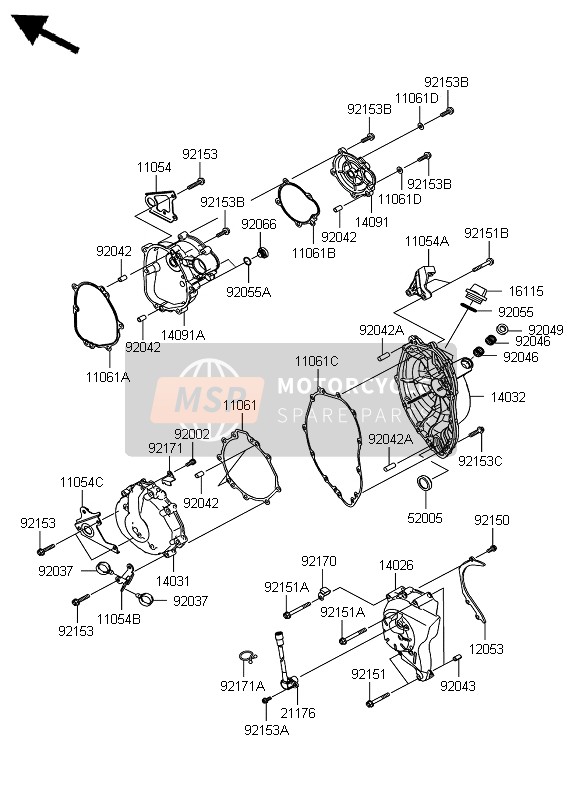 110541212, Bracket,Clutch Cable Holder, Kawasaki, 1