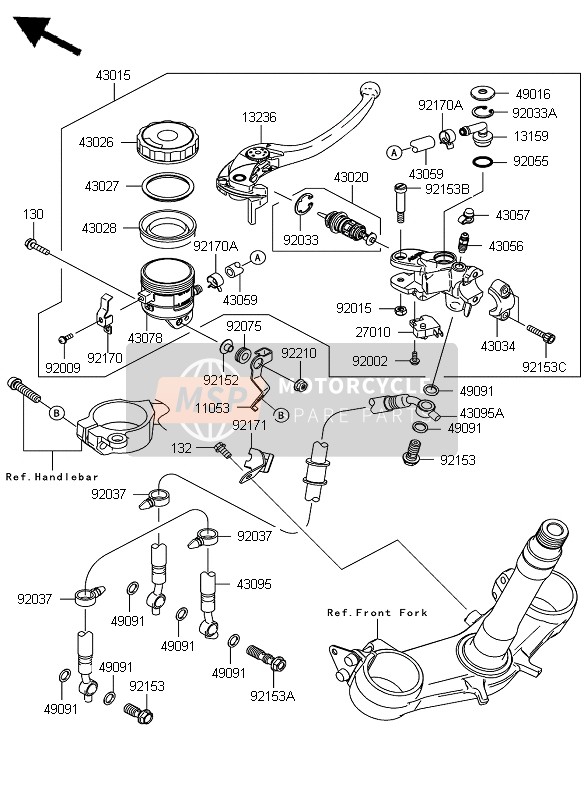 Kawasaki NINJA ZX-6R 2007 Front Master Cylinder for a 2007 Kawasaki NINJA ZX-6R