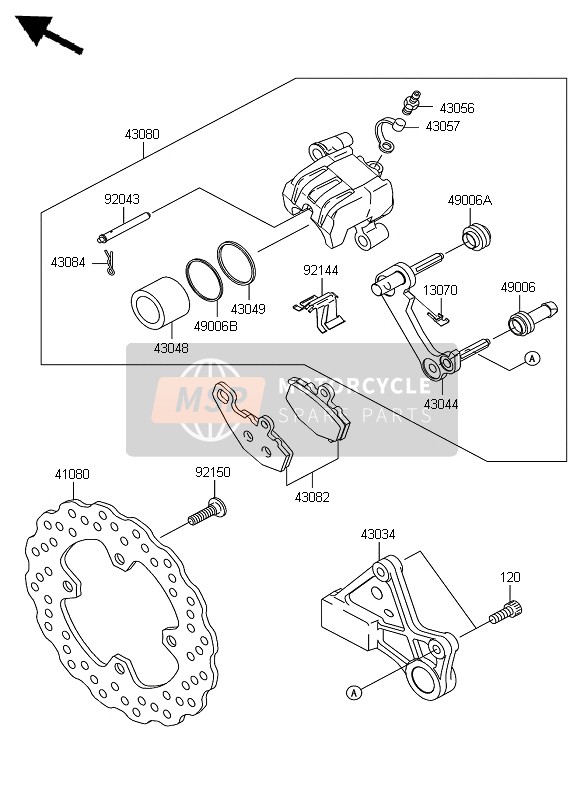 Kawasaki NINJA ZX-6R 2007 Rear Brake for a 2007 Kawasaki NINJA ZX-6R