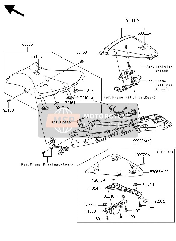 110541942, Bracket,Single Seat Cover, Kawasaki, 0