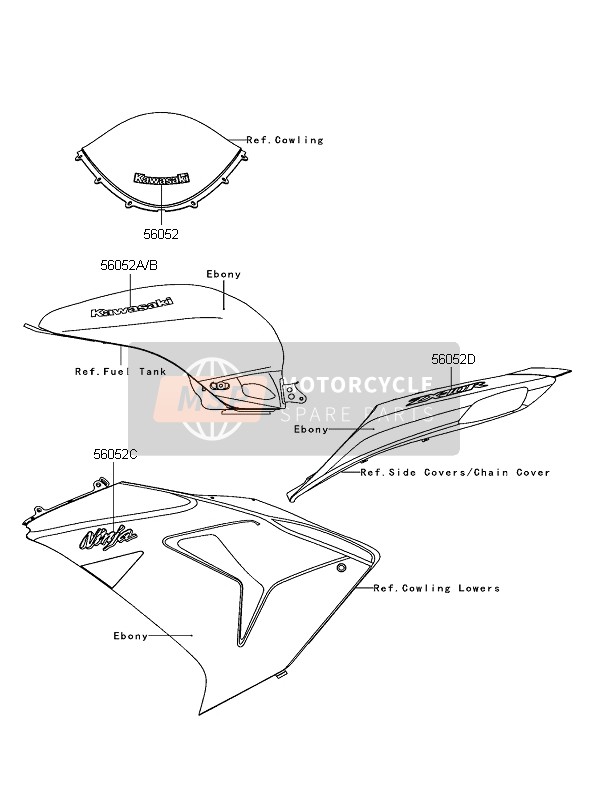 560520797, Mark,Fuel Tank,Lh,Kawasa ZX100, Kawasaki, 0