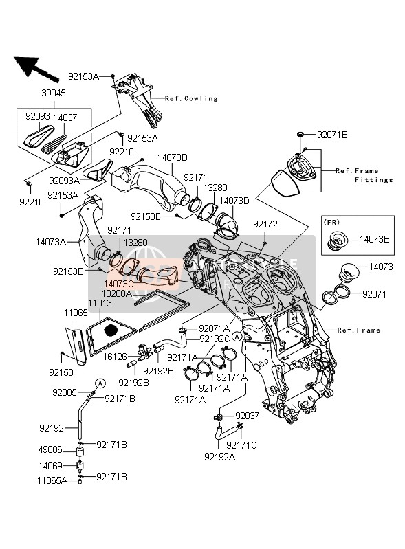 140730100, Duct,Ram Air,Rh ZX1400A6F, Kawasaki, 0