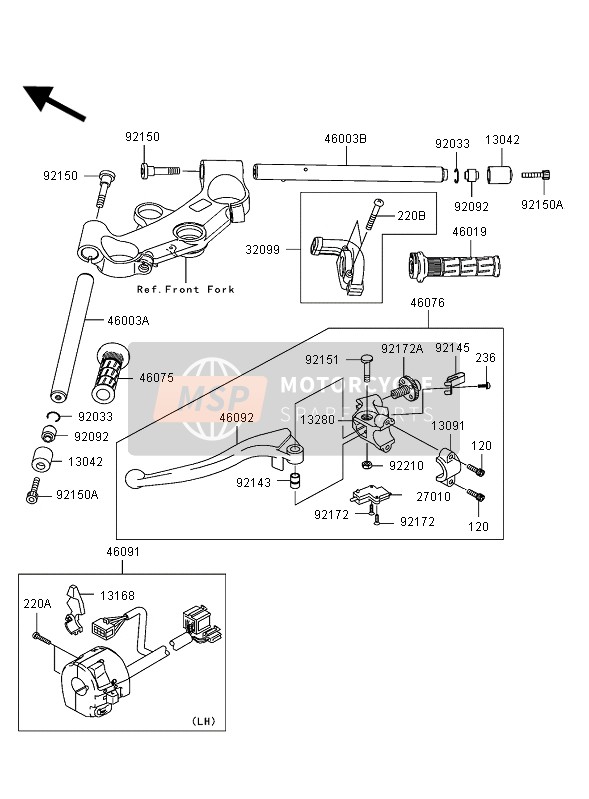 Kawasaki NINJA ZX-12R 2004 Handlebar for a 2004 Kawasaki NINJA ZX-12R