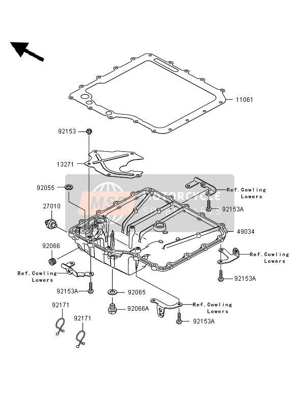 Kawasaki ZZR1400 2007 Oil Pan for a 2007 Kawasaki ZZR1400