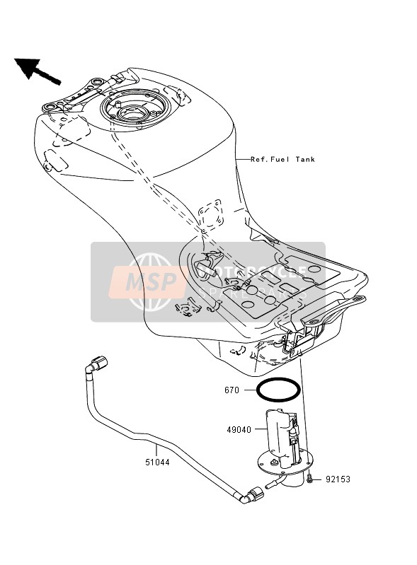 Kawasaki ZZR1400 2007 Fuel Pump for a 2007 Kawasaki ZZR1400