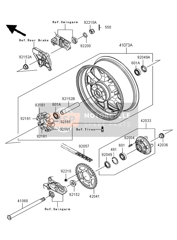 Kawasaki ZZR1400 2007 Rear Hub for a 2007 Kawasaki ZZR1400