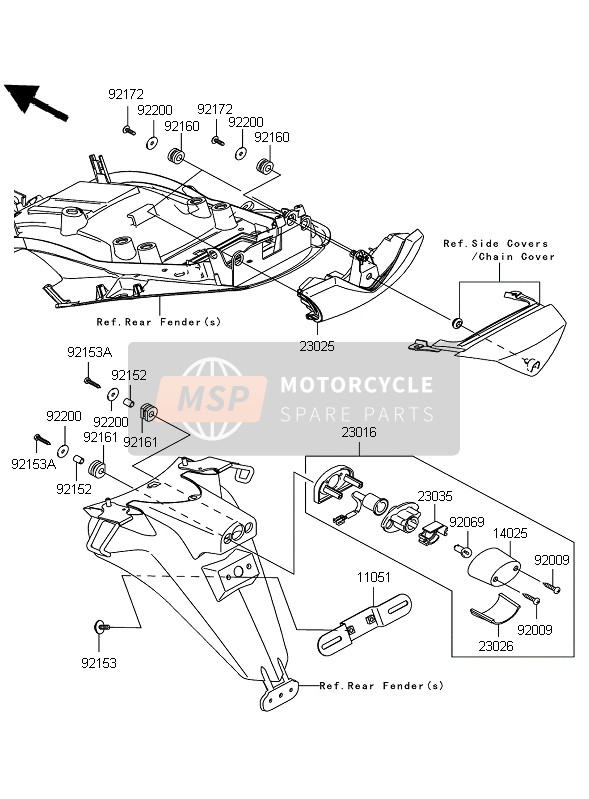 Kawasaki ZZR1400 2007 Tail Light for a 2007 Kawasaki ZZR1400