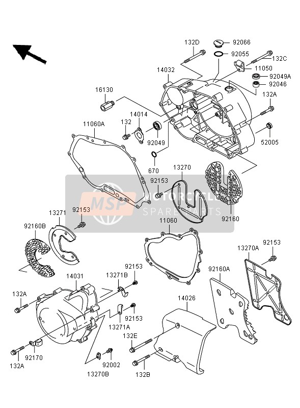 Kawasaki ELIMINATOR 125 2006 Cubierta del motor para un 2006 Kawasaki ELIMINATOR 125