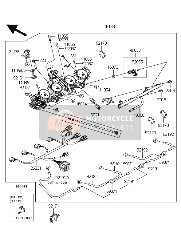 Kawasaki ZZR1400 ABS 2007 Acelerador para un 2007 Kawasaki ZZR1400 ABS